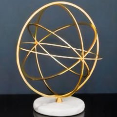 Gold Metal Geometrik Halkalı İkili Set Dekoratif Obje