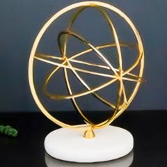Gold Metal Geometrik Halkalı İkili Set Dekoratif Obje