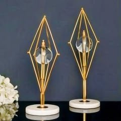 Gold Metal Küre Camlı İkili Set Dekoratif Obje