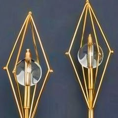 Gold Metal Küre Camlı İkili Set Dekoratif Obje