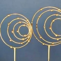 Altın Spiral Motifli Mermer Tabanlı İkili Set Dekoratif Obje