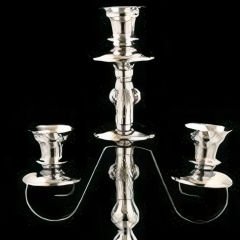 Gümüş Metal Üç Kollu Şamdan