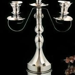 Gümüş Metal Üç Kollu Şamdan