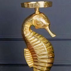 Gold Metal Denizatı Figürlü Büyük Dekoratif Mumluk