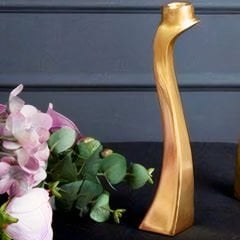 Gold Metal Kıvrımlı Mumluk