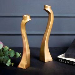Gold Metal Kıvrımlı Mumluk