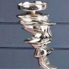 Gümüş Metal Kıvrımlı Mermer Tabanlı Büyük Dekoratif Mumluk