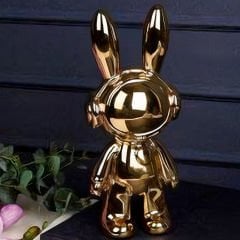 Gold Metal Tavşan Figürlü Dekoratif Obje