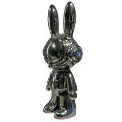 Gümüş Metal Tavşan Figürlü Dekoratif Obje