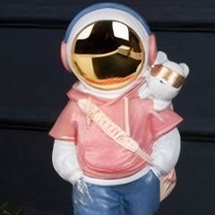 Gold Detaylı Mavi Pembe Astronot Figürlü Dekoratif Biblo