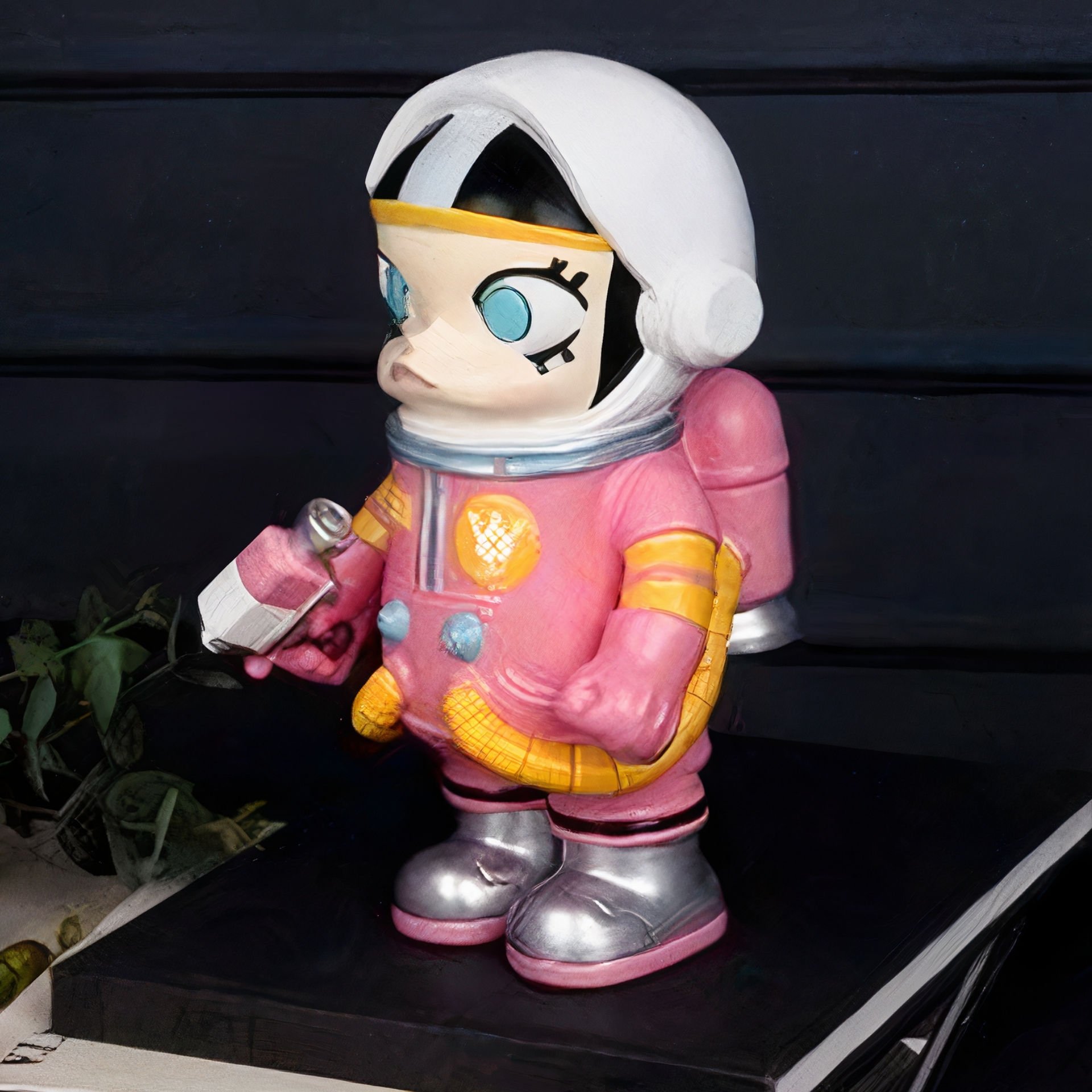 Pembe Astronot Figürlü Dekoratif Biblo