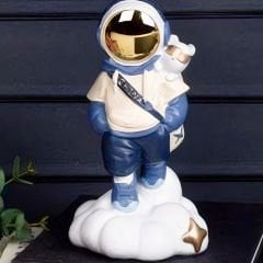 Gold Detaylı Mavi Astronot Figürlü Dekoratif Biblo