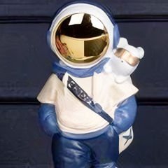 Gold Detaylı Mavi Astronot Figürlü Dekoratif Biblo