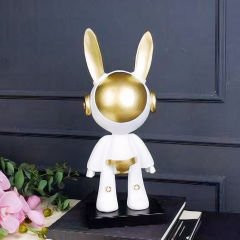 Gold Detaylı Beyaz Astronot Figürlü Biblo