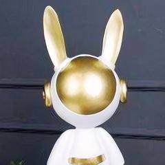 Gold Detaylı Beyaz Astronot Figürlü Biblo