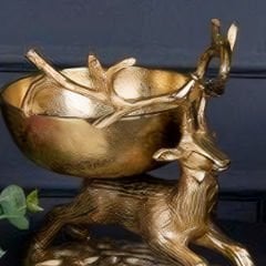 Gold Geyik Figürlü Dekoratif Biblo