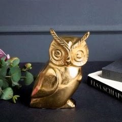 Gold Baykuş Figürlü Dekoratif Obje