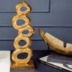 Gold Geometrik Kabartma Desenli Dekoratif Obje