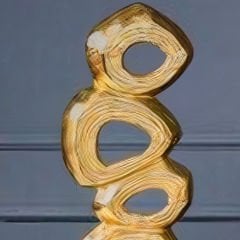 Gold Geometrik Kabartma Desenli Büyük Dekoratif Obje