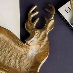 Gold Metal Geyik Figürlü Dekoratif Obje