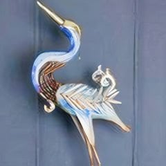Gold Metal Mavi Uzun Flamingo Figürlü Dekoratif Obje