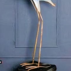 Gold Metal Mavi Uzun Flamingo Figürlü Dekoratif Obje