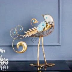 Gold Metal Kuş Figürlü Dekoratif Obje