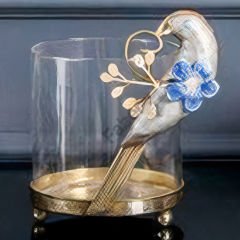 Kuş Figürlü Gold Metal Şamdan