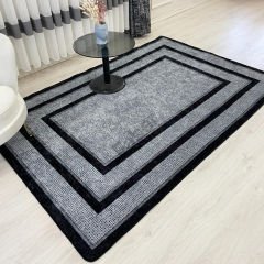Gri Desenli Siyah Çizgili Jüt Halı