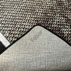 Kahverengi Desenli Beyaz Kenar Çizgili Jüt Halı