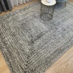 Gri Dokulu Dekoratif Jüt Halı