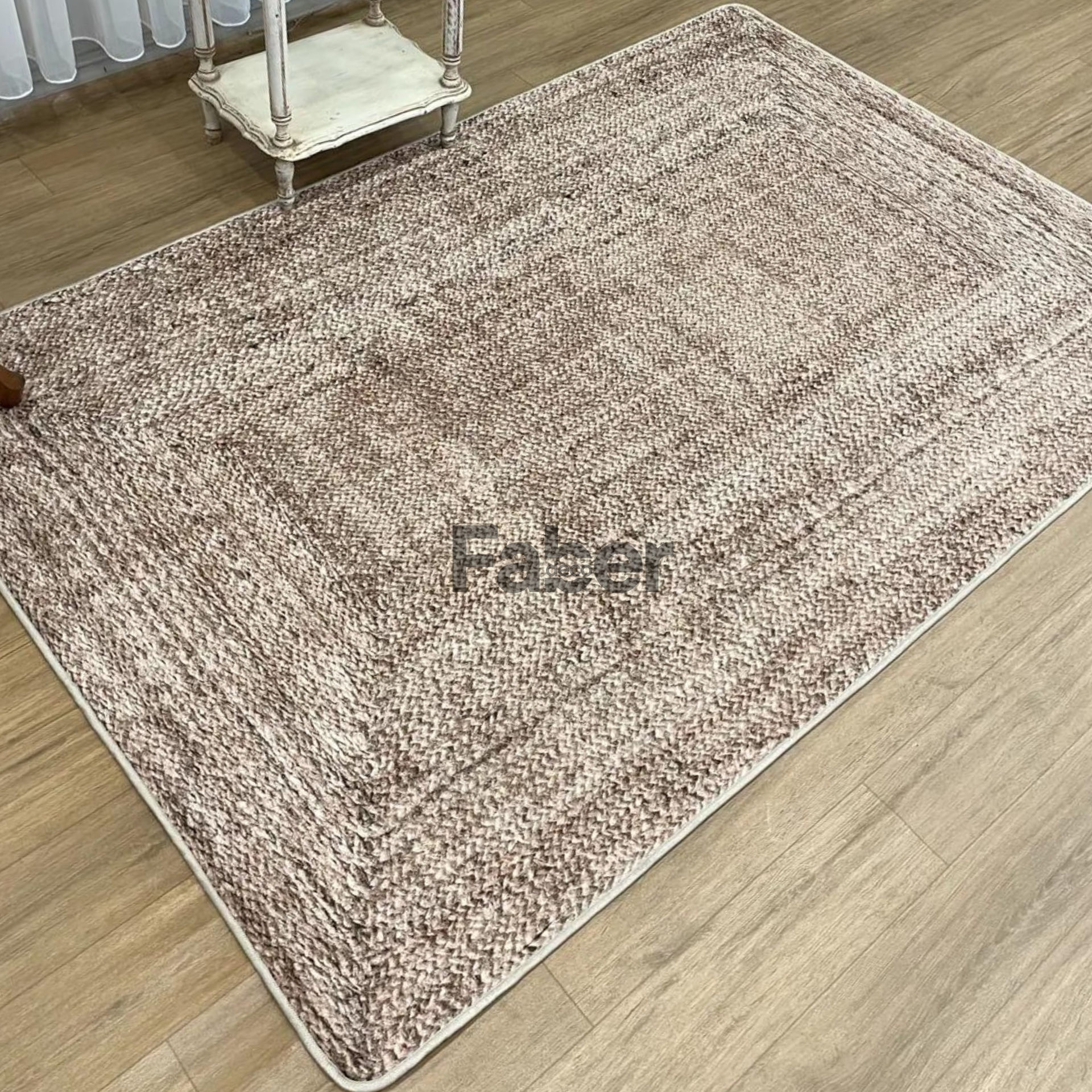 Doğal Bej Dokulu Jüt Halı