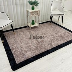 Siyah Kenar Kahverengi Dokulu Jüt Halı