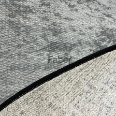 Yuvarlak Gri Siyah Kontrast Jüt Halı
