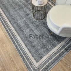 Beyaz Kenar Detaylı Gri Dokulu Jüt Halı