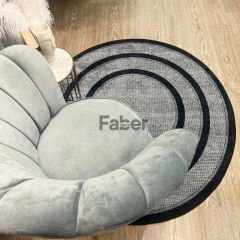 Yuvarlak Gri Siyah Dekoratif Jüt Halı 150x150