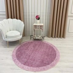 Yuvarlak Pembe Dekoratif Jüt Halı