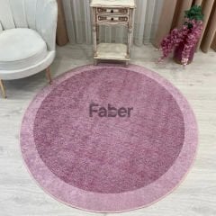 Yuvarlak Pembe Dekoratif Jüt Halı