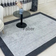 Gri Balık Sırtı Desenli Jüt Halı