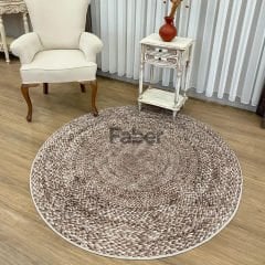 Doğal Hasır Desenli Yuvarlak Jüt Halı 150x150