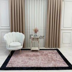 Siyah Kenarlı Kahverengi Balık Sırtı Desenli Jüt Halı