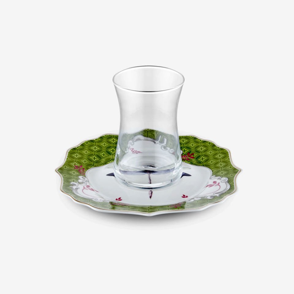 Yeşil Porselen Çay Tabağı Seti 170 Ml Allure Collection by Chiara Alessi