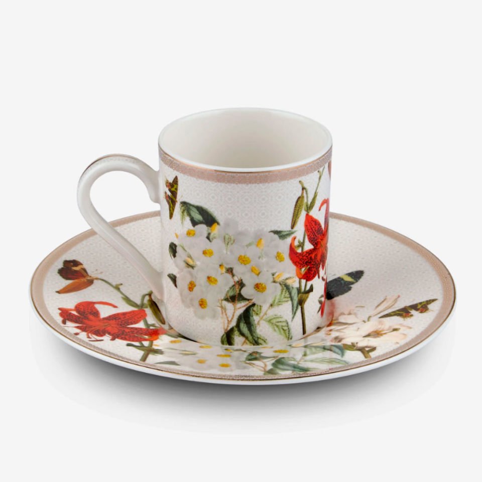 Beyaz Porselen Kahve Fincan Seti 90 Ml Butterfly Walley Collection by Chiara Alessi