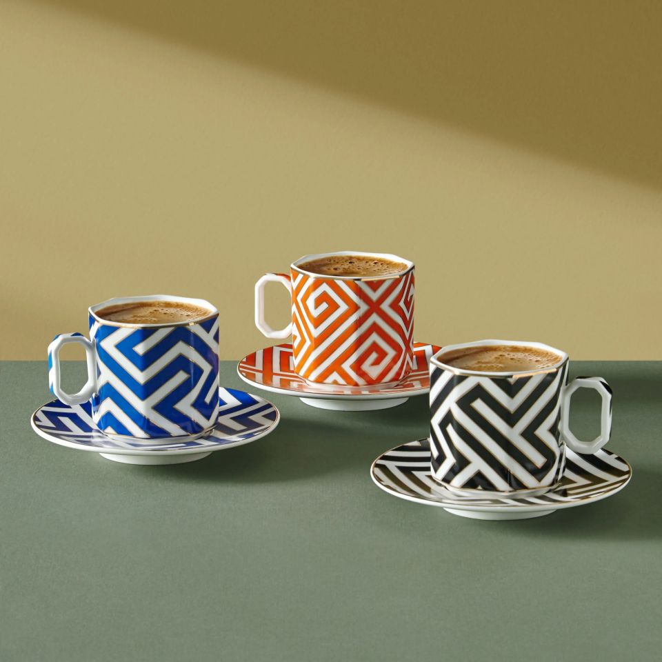 Turuncu Porselen Kahve Fincan Seti 90 Ml Ravello Collection by Chiara Alessi