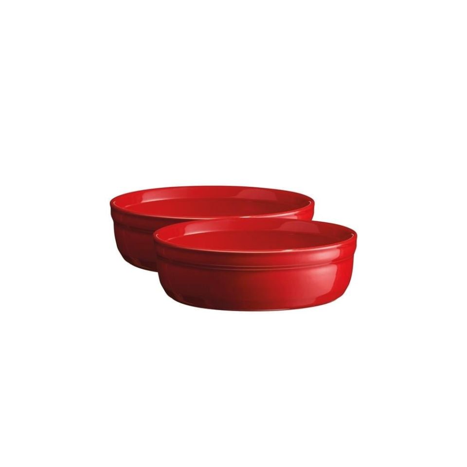 Emile Henry Fırın Kabı Yuvarlak Creme Brulee 2 Li Set Kırmızı