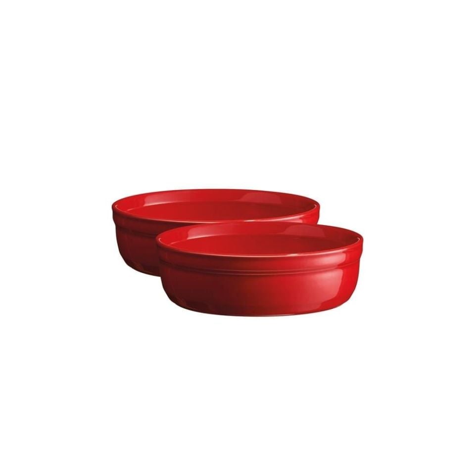 Emile Henry Fırın Kabı Yuvarlak Creme Brulee 2 Li Set Kırmızı