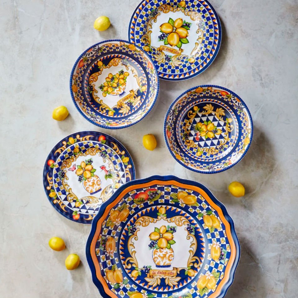 Mavi Melamin Yemek Tabağı 28 Cm Capri Collection by Chiara Alessi