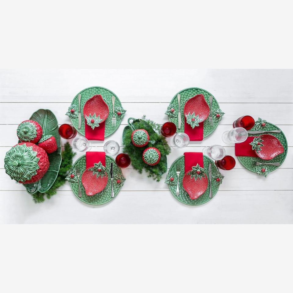 Kırmızı Seramik Servis Kasesi 24 Cm Strawberries Collection by Bordallo Pinherio