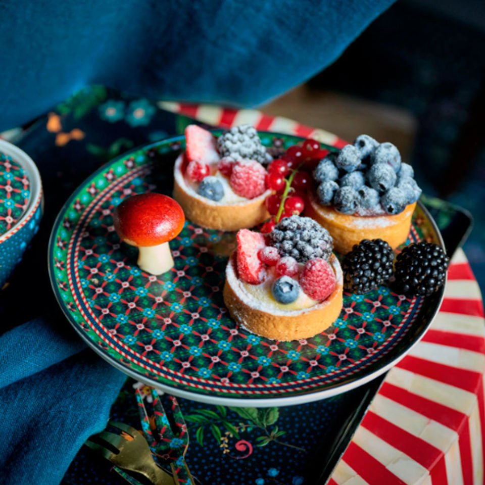 Yeşil Porselen Kek Standı 21 Cm Berry Blues Collection by Pip Studio