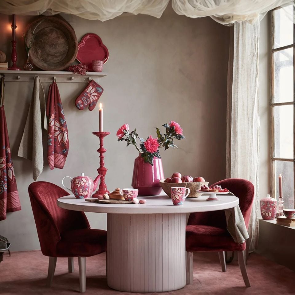 Kırmızı Porselen Kahve Fincan Seti 120 Ml Flower Festival Collection by Pip Studio